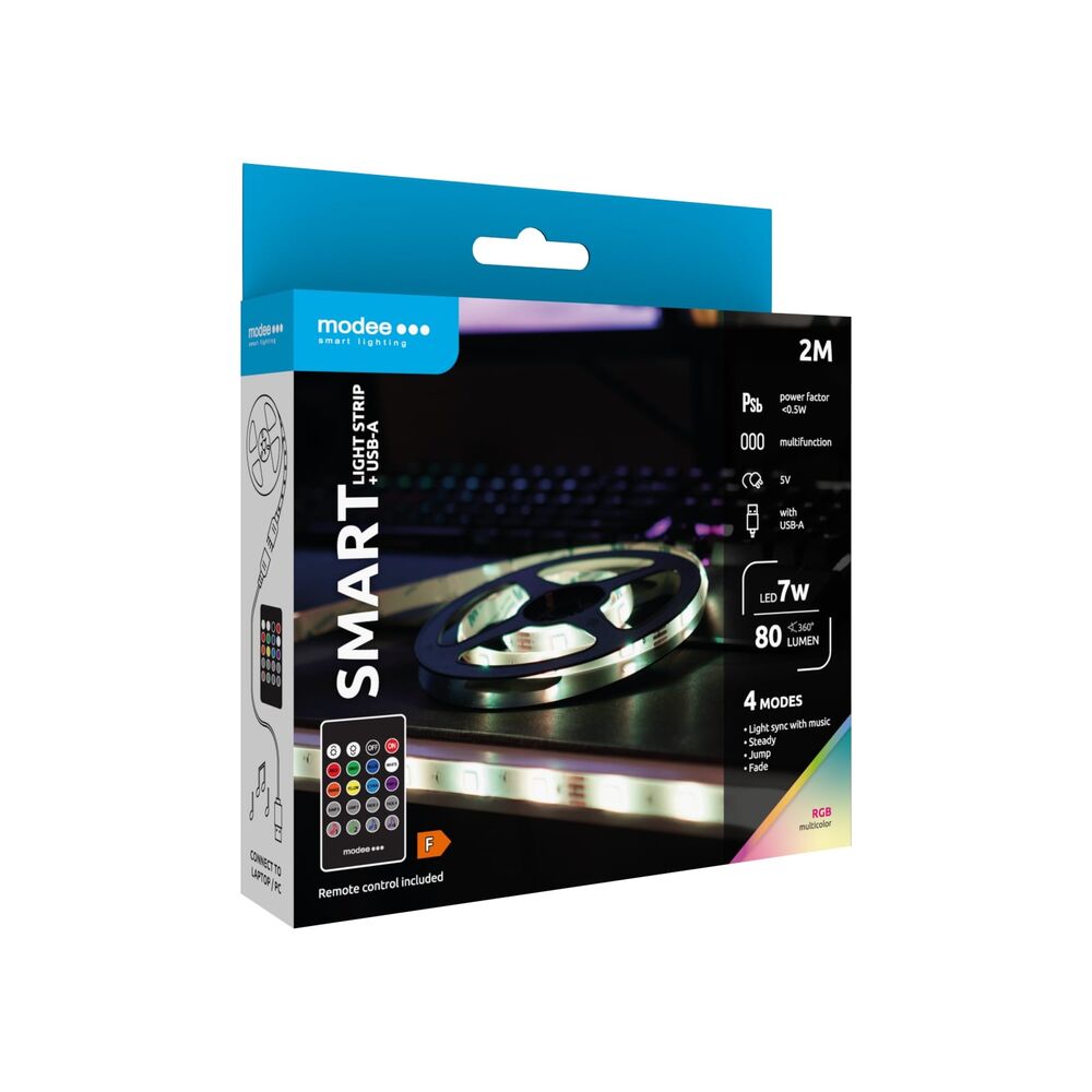 Modee Ταινία LED Smart με Τηλεχειριστήριο 7W IP20 RGB & USB 80lm 2M 2 Modee Ταινία LED Smart με Τηλεχειριστήριο 7W IP20 RGB & USB 80lm 2M - Image 2
