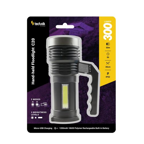 Technik Φακός Χειρός C20 XPE LED με Micro USB & Μπαταρία 1x18650 800mAh 300lm 2 Technik Φακός Χειρός C20 XPE LED με Micro USB & Μπαταρία 1x18650 800mAh 300lm - Image 2