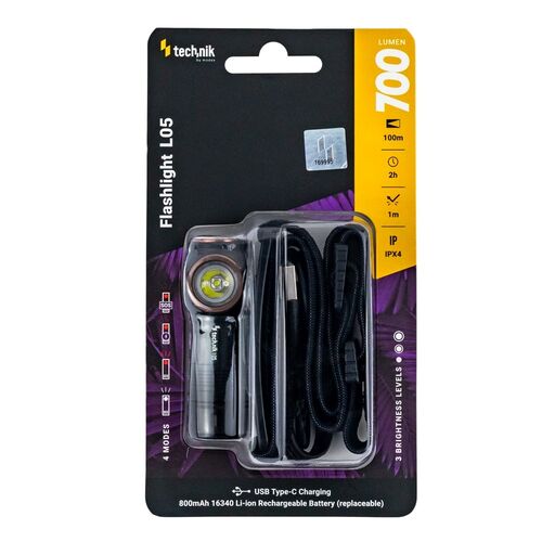 Technik Φακός L05 SST20 με Καλώδιο USB-C & Μπαταρία 1x16340 800mAh 700lm 2 Technik Φακός L05 SST20 με Καλώδιο USB-C & Μπαταρία 1x16340 800mAh 700lm - Image 2