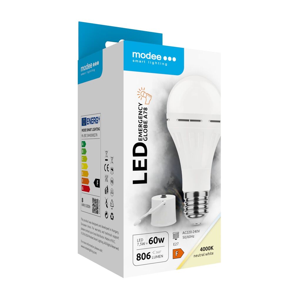 Modee Σφαιρική Λάμπα LED A78 Έκτακτης Ανάγκης 7,5W E27 180° 4000K 806lm 3 Modee Σφαιρική Λάμπα LED A78 Έκτακτης Ανάγκης 7,5W E27 180° 4000K 806lm - Image 3