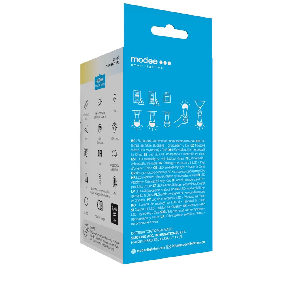 Modee Σφαιρική Λάμπα LED A78 Έκτακτης Ανάγκης 7,5W E27 180° 4000K 806lm 4 Modee Σφαιρική Λάμπα LED A78 Έκτακτης Ανάγκης 7,5W E27 180° 4000K 806lm - Image 4