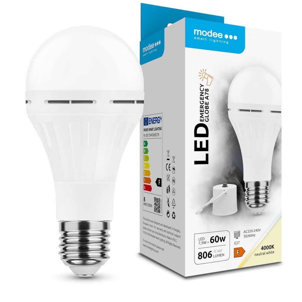 Modee Σφαιρική Λάμπα LED A78 Έκτακτης Ανάγκης 7,5W E27 180° 4000K 806lm 5 Modee Σφαιρική Λάμπα LED A78 Έκτακτης Ανάγκης 7,5W E27 180° 4000K 806lm - Image 5