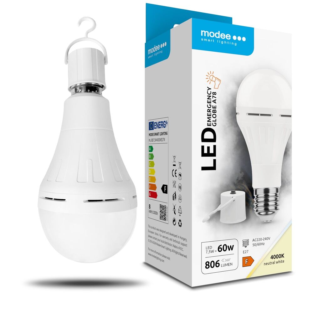Modee Σφαιρική Λάμπα LED A78 Έκτακτης Ανάγκης 7,5W E27 180° 4000K 806lm 6 Modee Σφαιρική Λάμπα LED A78 Έκτακτης Ανάγκης 7,5W E27 180° 4000K 806lm - Image 6