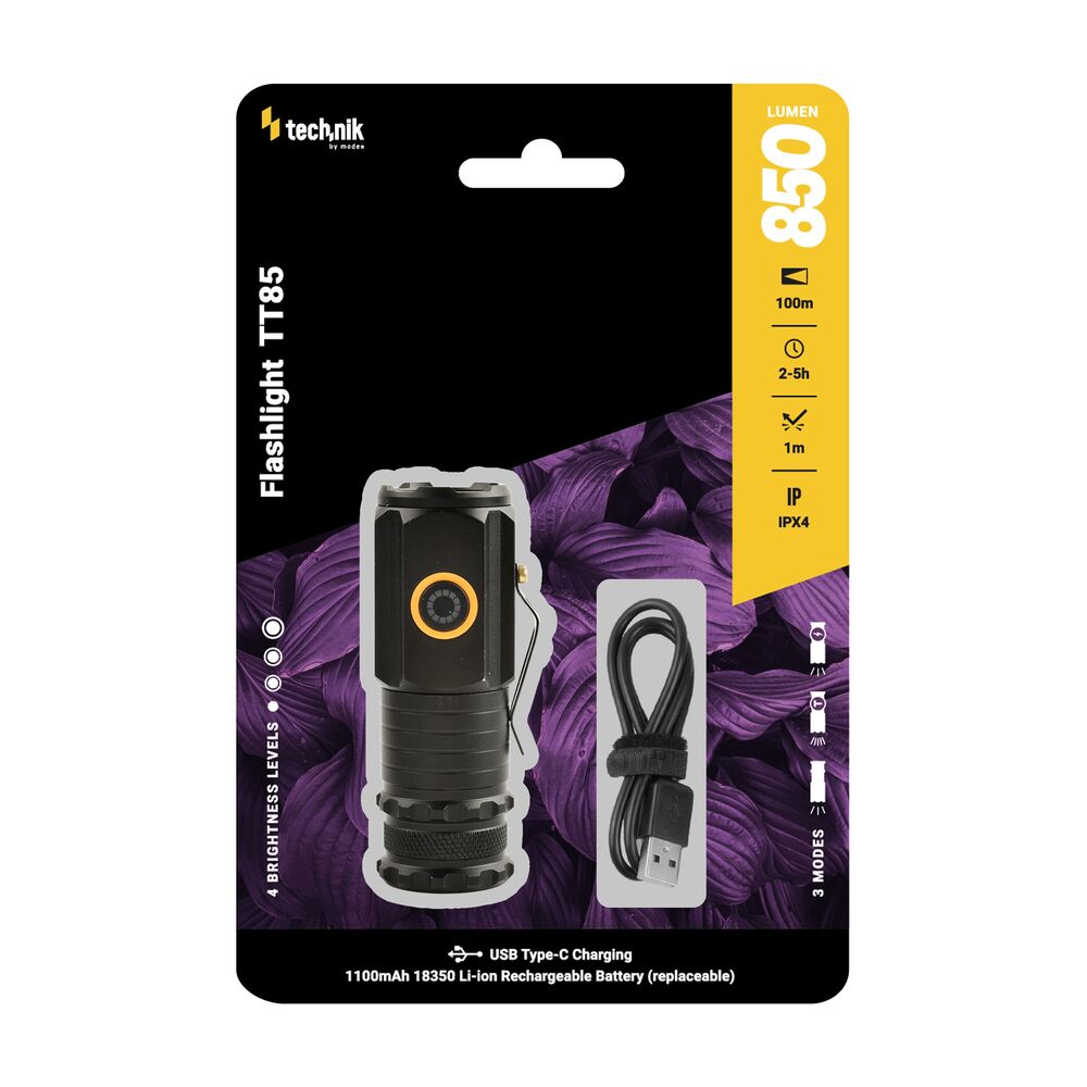 Technik Φακός Επαναφορτιζόμενος TT85 3xP35 LED 850lm (1x18350 1100mAh) 1 Technik Φακός Επαναφορτιζόμενος TT85 3xP35 LED 850lm (1x18350 1100mAh)