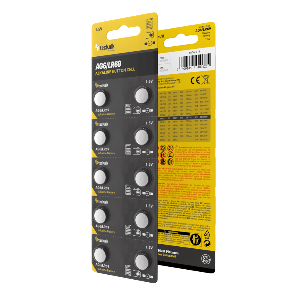 Technik Αλκαλική Μπαταρία Κουμπί Platinum AG6 / LR69 / 171 / 371 1.5V B10 2 Technik Αλκαλική Μπαταρία Κουμπί Platinum AG6 / LR69 / 171 / 371 1.5V B10 - Image 2