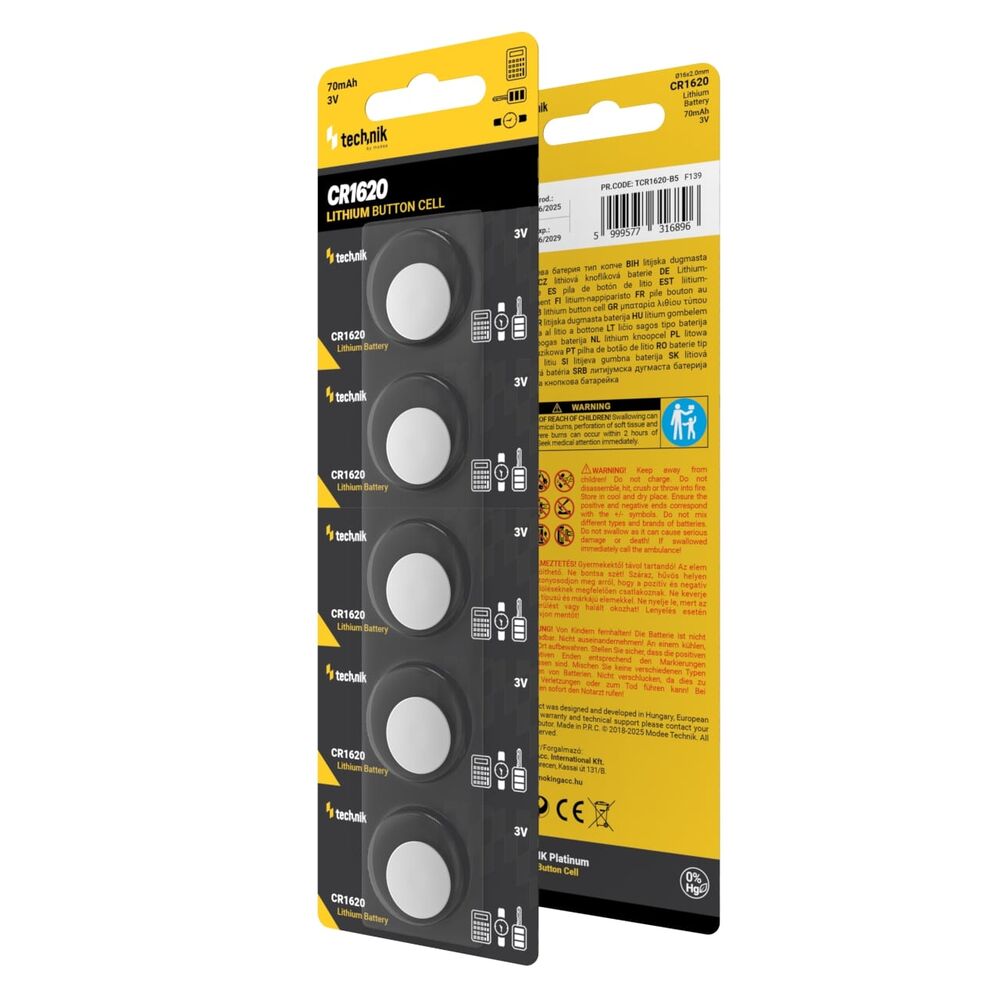 Technik Μπαταρίες Κουμπιά Λιθίου Platinum CR1620 (3V) B5 2 Technik Μπαταρίες Κουμπιά Λιθίου Platinum CR1620 (3V) B5 - Image 2
