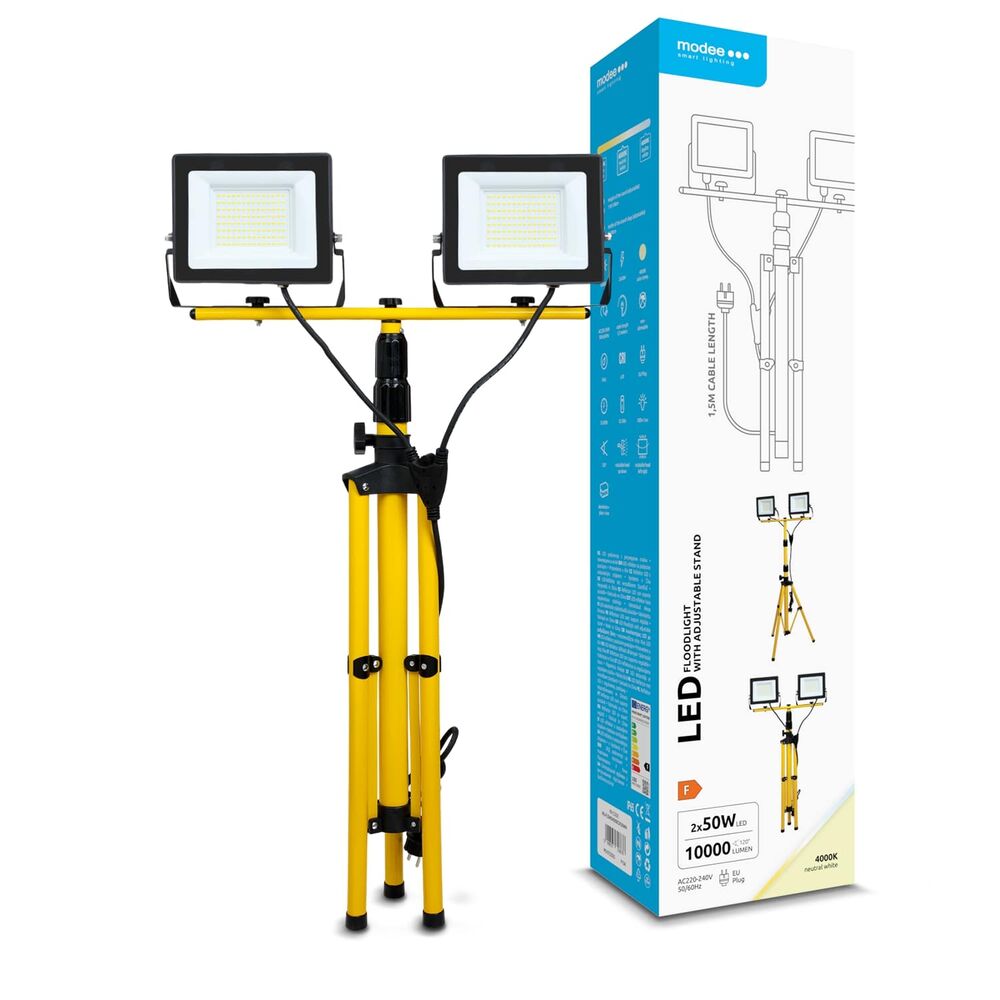 Modee LED Προβολέας με Stand Floodlight with Stand 2x50W 120° 4000K ERP 10.000 Lumens 1 Modee LED Προβολέας με Stand Floodlight with Stand 2x50W 120° 4000K ERP 10.000 Lumens