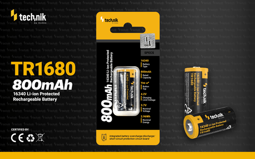 Technik Επαναφορτιζόμενη Μπαταρία 16340 RCR123 TR1680 800mAh 3,7V B1 4 Technik Επαναφορτιζόμενη Μπαταρία 16340 RCR123 TR1680 800mAh 3,7V B1 - Image 4