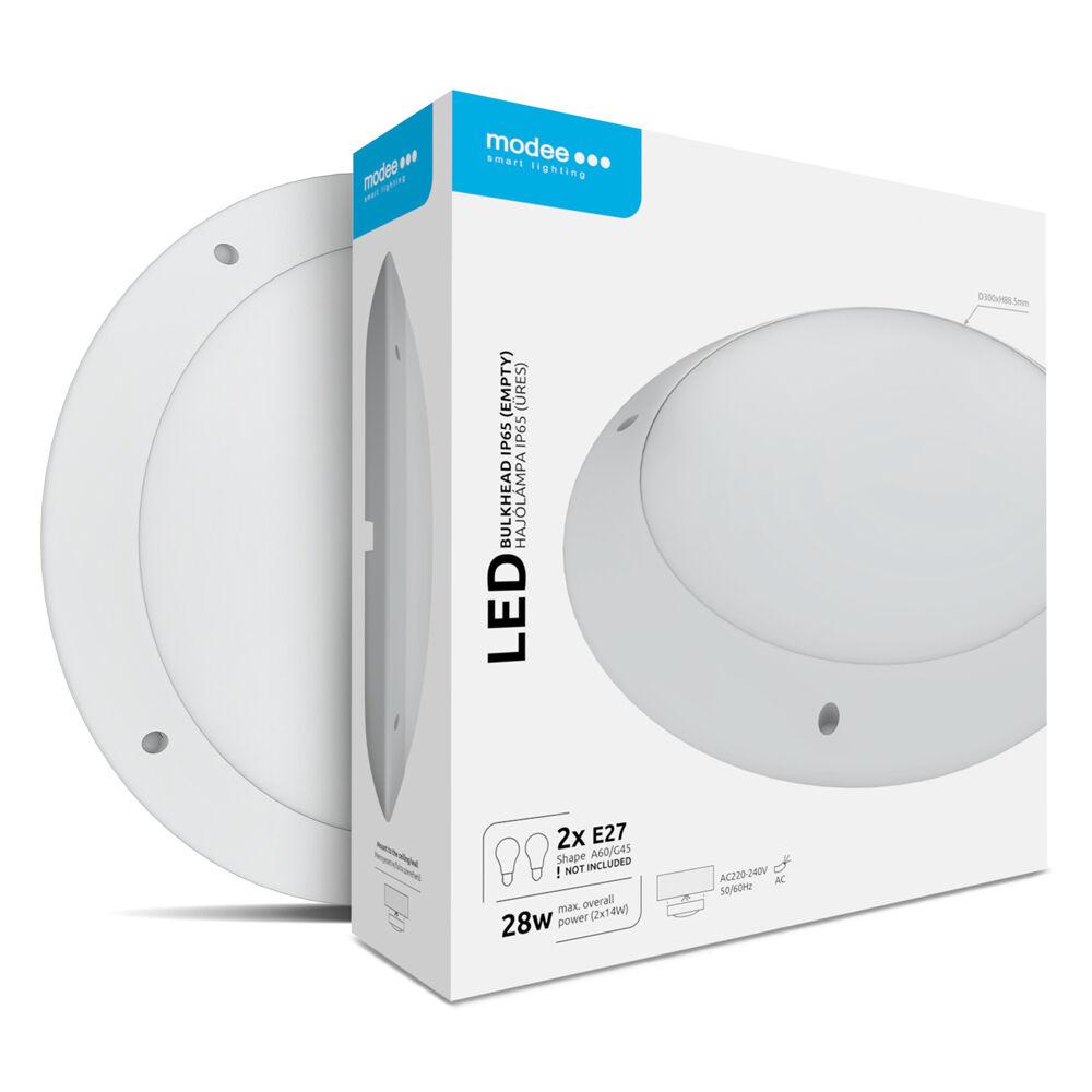 Modee LED Στρογγυλή Απλίκα 2xE27 20W IP65 Λευκό 1 Modee LED Στρογγυλή Απλίκα 2xE27 20W IP65 Λευκό