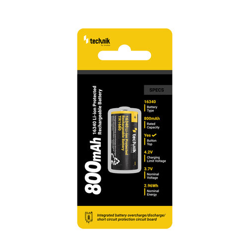 Technik Επαναφορτιζόμενη Μπαταρία 16340 RCR123 TR1680 800mAh 3,7V B1 1 7V B1