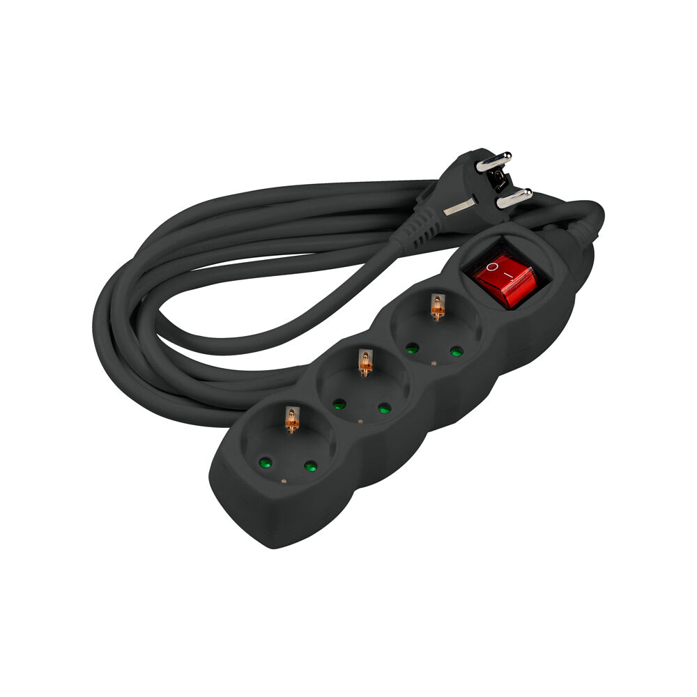 Technik Πολύπριζο 3 Θέσεων με Διακόπτη & 1.5 mm² Καλώδιο Χαλκού 16A Μαύρο 3m 1 Technik Πολύπριζο 3 Θέσεων με Διακόπτη & 1.5 mm² Καλώδιο Χαλκού 16A Μαύρο 3m