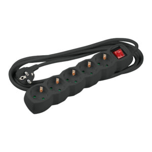 Technik Πολύπριζο 5 Θέσεων με Διακόπτη & 1.5 mm² Καλώδιο Χαλκού 16A Μαύρο 5m