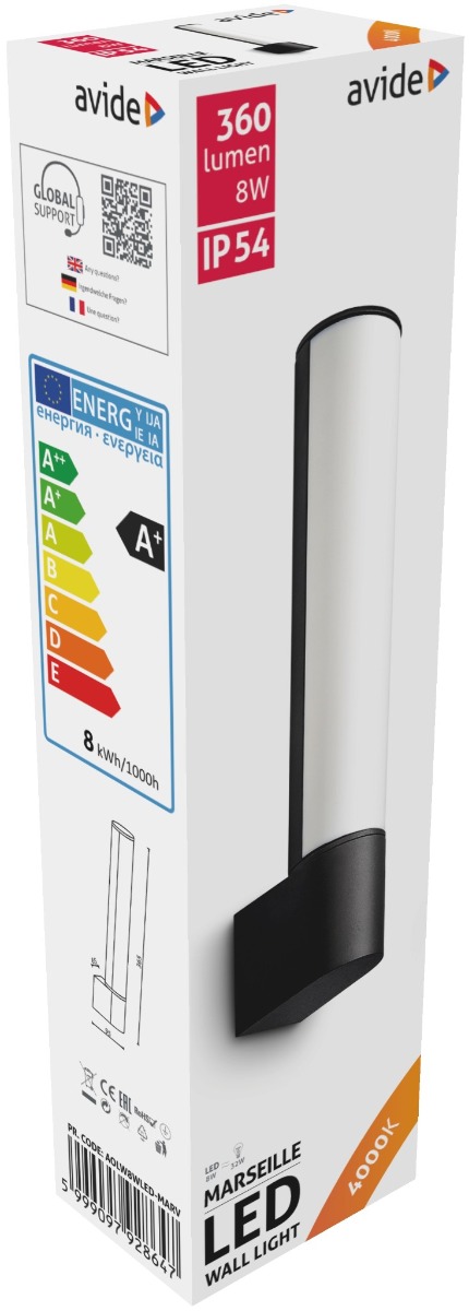 Avide Εξωτερικό Φωτιστικό Τοίχου Marseille Vertical LED 8W Λευκό 4000K IP54 2 Avide Εξωτερικό Φωτιστικό Τοίχου Marseille Vertical LED 8W Λευκό 4000K IP54 - Image 2