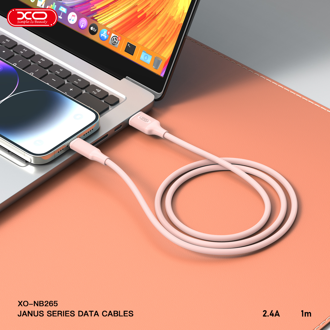 XO NB265 Μινιμαλιστικό Καλώδιο Type-C Ροζ 2 XO NB265 Μινιμαλιστικό Καλώδιο Type-C Ροζ - Image 2