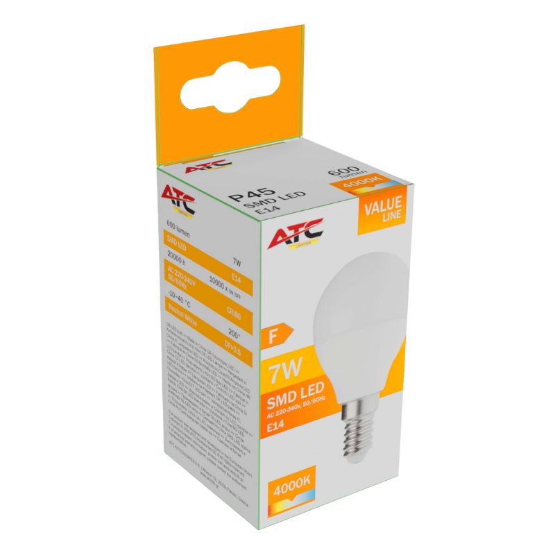 ATC SMD Λαμπτήρας LED Globe P45 230V 7W/600LM E14 4000K 1 ATC SMD Λαμπτήρας LED Globe P45 230V 7W/600LM E14 4000K