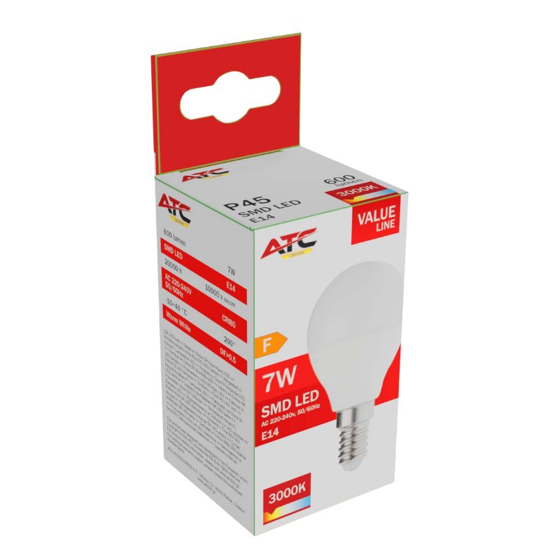 ATC SMD Λαμπτήρας LED Globe P45 230V 7W/600LM E14 3000K 1 ATC SMD Λαμπτήρας LED Globe P45 230V 7W/600LM E14 3000K