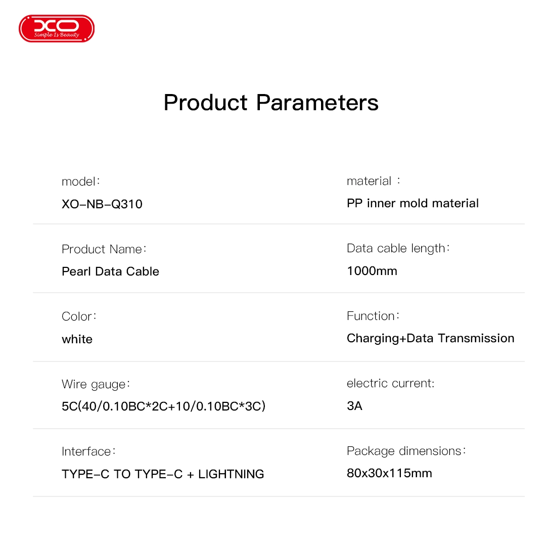 XO NB-Q310 Καλώδιο Φόρτισης & Μεταφοράς Δεδομένων με Πέρλες Type-C σε Type-C (60W) & Lighting (27W) 1m 5 XO NB-Q310 Καλώδιο Φόρτισης & Μεταφοράς Δεδομένων με Πέρλες Type-C σε Type-C (60W) & Lighting (27W) 1m - Image 5
