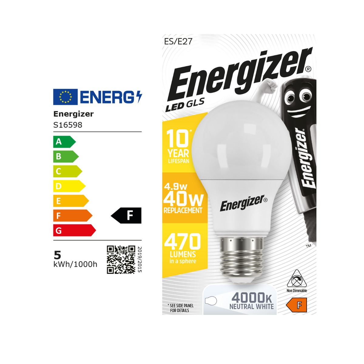Energizer BEC Κοινή Λάμπα LED 4.9W E27 470lm 4000K Φυσικό Λευκό 3 Energizer BEC Κοινή Λάμπα LED 4.9W E27 470lm 4000K Φυσικό Λευκό - Image 3