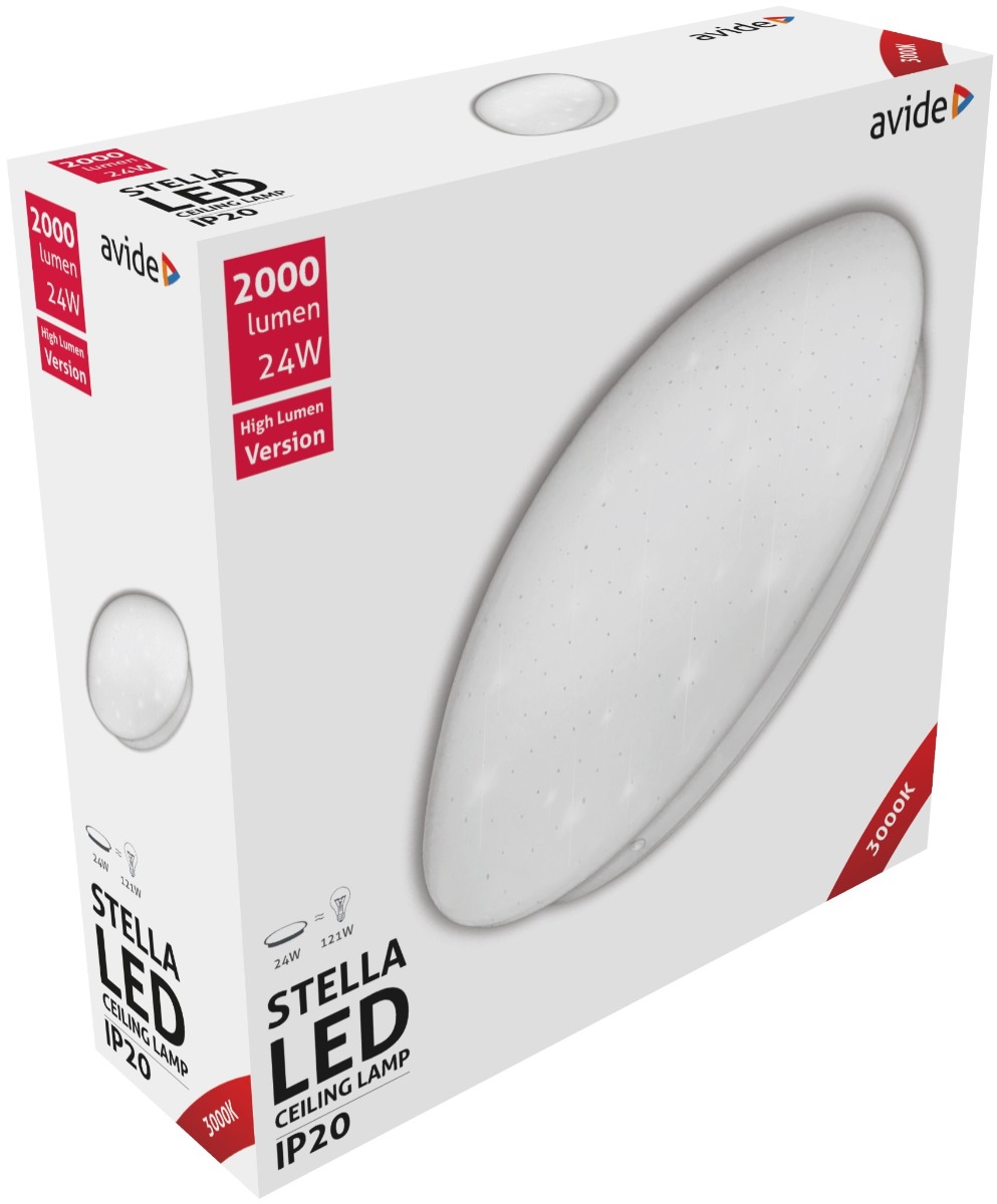 Avide LED Μοντέρνα Πλαφονιέρα Οροφής Stella (Starry) 24W 380*110.0mm Θερμό 3000K 1 Avide LED Μοντέρνα Πλαφονιέρα Οροφής Stella (Starry) 24W 380*110.0mm Θερμό 3000K