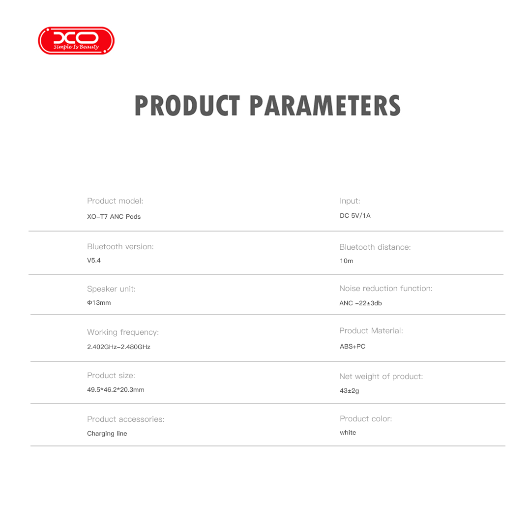 XO T7 ANC Ασύρματα Ακουστικά Earbuds TWS 6ης Γενιάς με Noise Cancelling Standard Edition 8 XO T7 ANC Ασύρματα Ακουστικά Earbuds TWS 6ης Γενιάς με Noise Cancelling Standard Edition - Image 8
