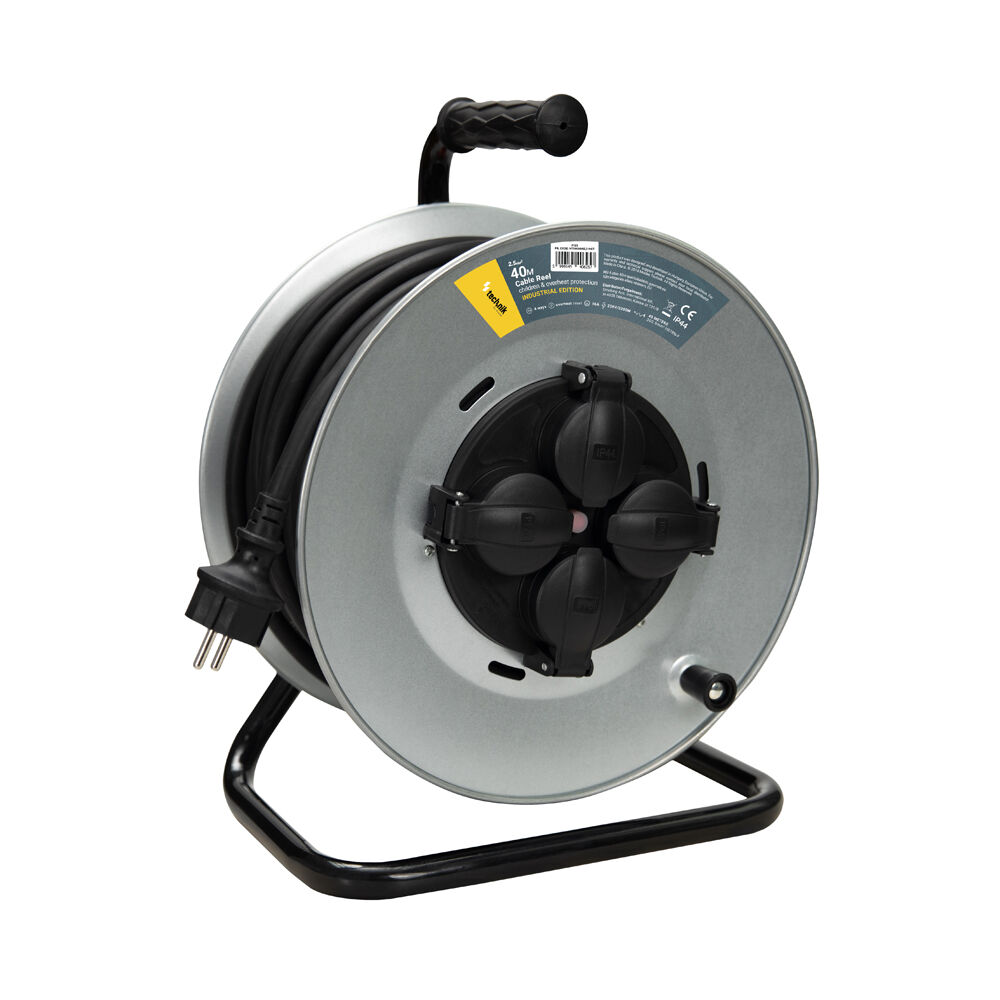 Technik Στροφείο 4 Θέσεων 2,5mm2 H07RN-F Ατσάλινο IP44 16A 40m 1 5mm2 H07RN-F Ατσάλινο IP44 16A 40m