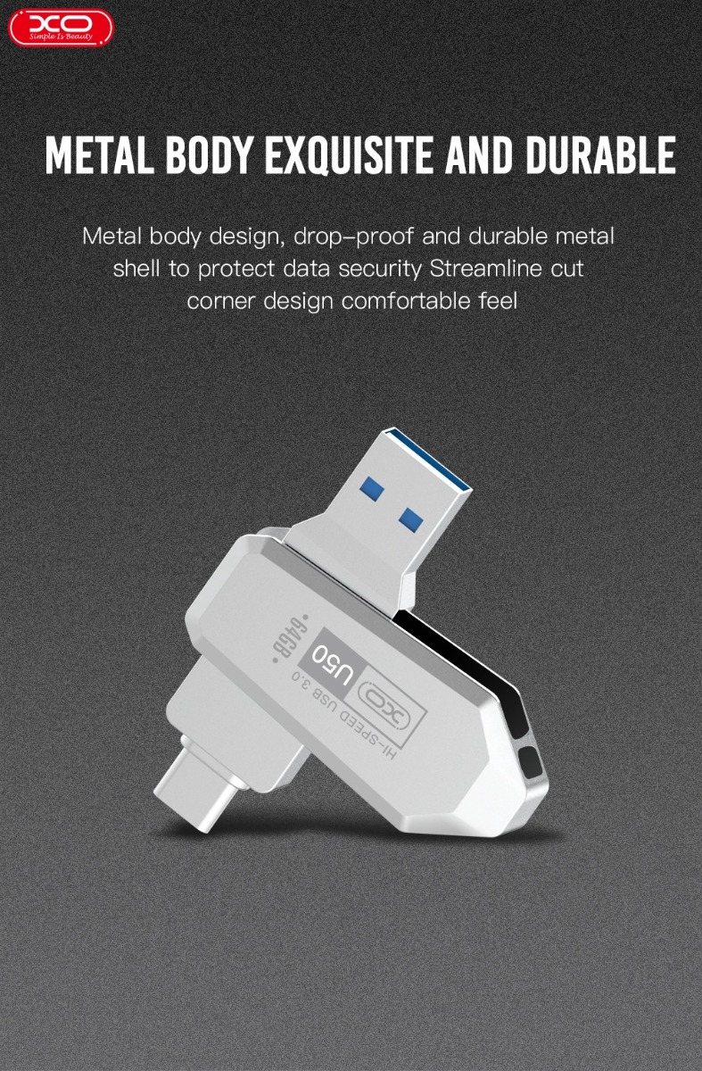XO U50 Στικάκι & Αντάπτορας Type-C σε USB OTG USB 3.0 Έκδοση 128GB 3 XO U50 Στικάκι & Αντάπτορας Type-C σε USB OTG USB 3.0 Έκδοση 128GB - Image 3