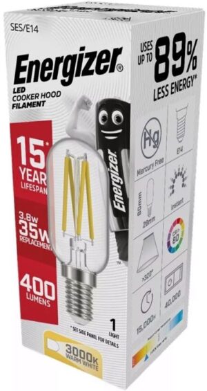 Energizer BEC LED Filament Λάμπα Απορροφητήρα 4W E14 400lm 3000K Θερμό Λευκό