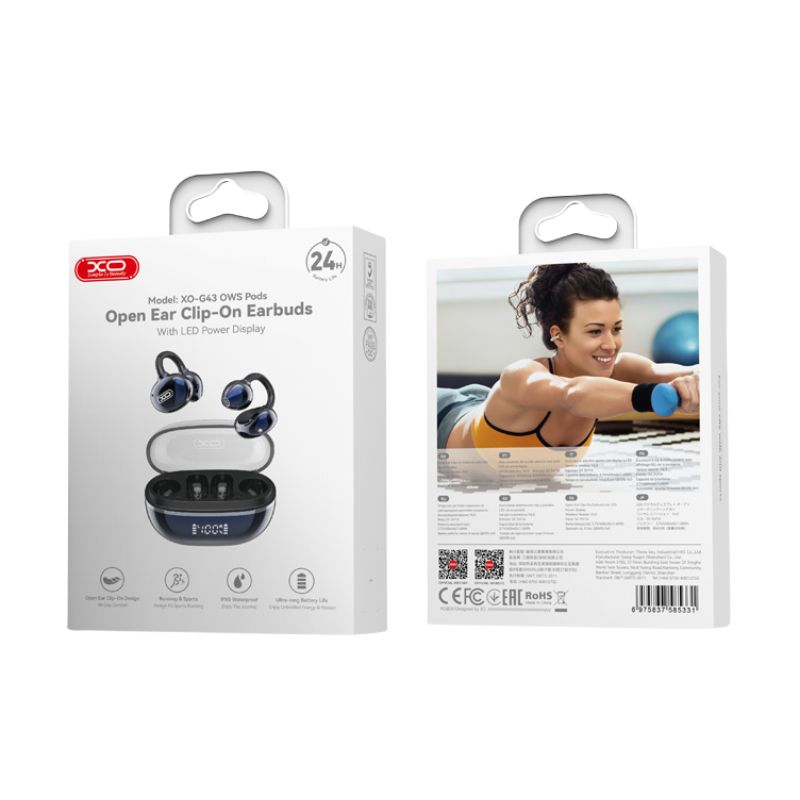 XO G43 Ακουστικά Bluetooth με Διαφανή Eπιμεταλλωμένο Σχεδιασμό OWS Μπλε 4 XO G43 Ακουστικά Bluetooth με Διαφανή Eπιμεταλλωμένο Σχεδιασμό OWS Μπλε - Image 4