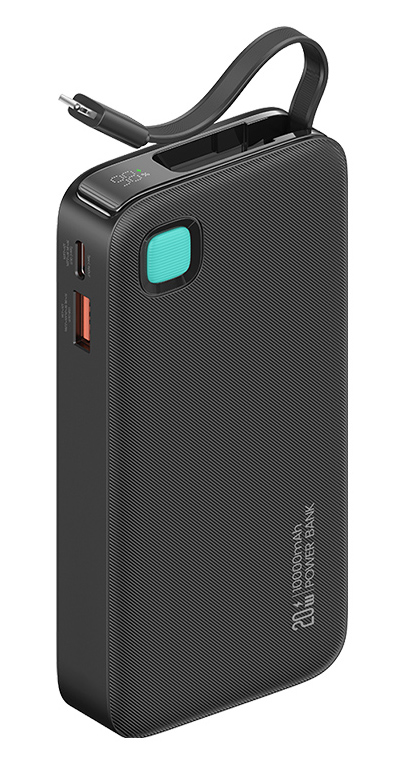 USAMS power bank CD225 με καλώδιο Lightning, 2x θύρες εξόδου, 10000mAh, 20W, μαύρο 1 USAMS power bank CD225 με καλώδιο Lightning