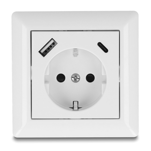 DELOCK πρίζα τοίχου 11499 με θύρες φόρτισης USB & USB-C, 18W PD, λευκή 1 DELOCK πρίζα τοίχου 11499 με θύρες φόρτισης USB & USB-C