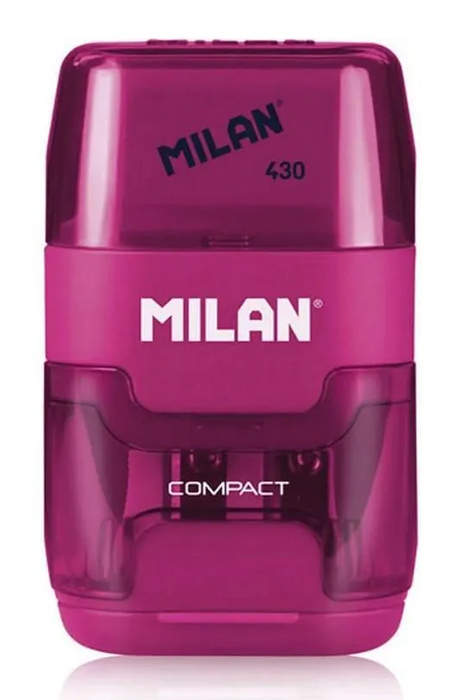 MILAN ξύστρα μολυβιών με κάδο & γόμα 1204703116, ροζ 1 MILAN ξύστρα μολυβιών με κάδο & γόμα 1204703116