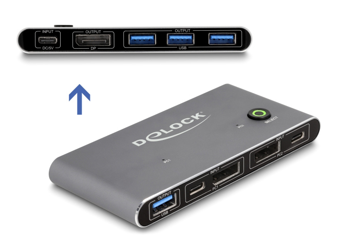 DELOCK DisplayPort KVM switch 18646 με 4x θύρες USB 5Gbps, 8K/30Hz, γκρι 1 DELOCK DisplayPort KVM switch 18646 με 4x θύρες USB 5Gbps