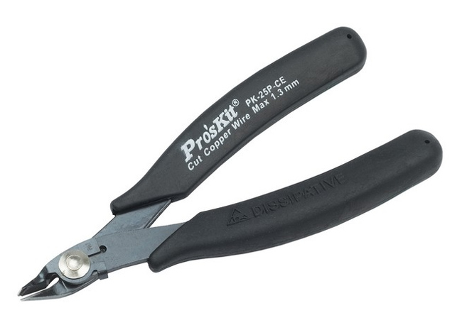 PROSKIT πλαγιοκόφτης 1PK-25P-CE με αγώγιμες λαβές, max Φ1.6mm, 130mm 1 PROSKIT πλαγιοκόφτης 1PK-25P-CE με αγώγιμες λαβές