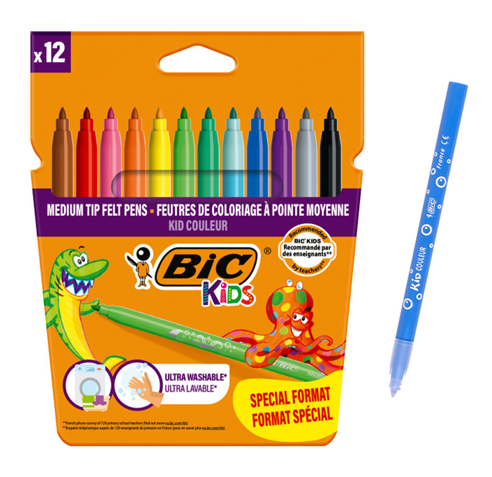 BIC σετ χρωματιστών μαρκαδόρων ζωγραφικής 216010322 KID Couleur, 12τμχ 1 BIC σετ χρωματιστών μαρκαδόρων ζωγραφικής 216010322 KID Couleur