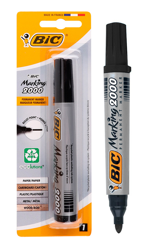BIC ανεξίτηλος μαρκαδόρος 2000, bullet point, μαύρος 1 BIC ανεξίτηλος μαρκαδόρος 2000