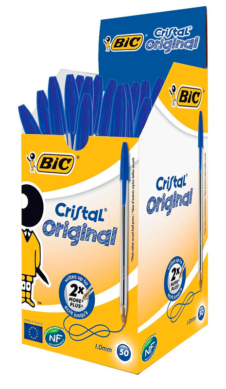 BIC στυλό διαρκείας Cristal με μύτη 1mm, μπλε 50τμχ 1 BIC στυλό διαρκείας Cristal με μύτη 1mm