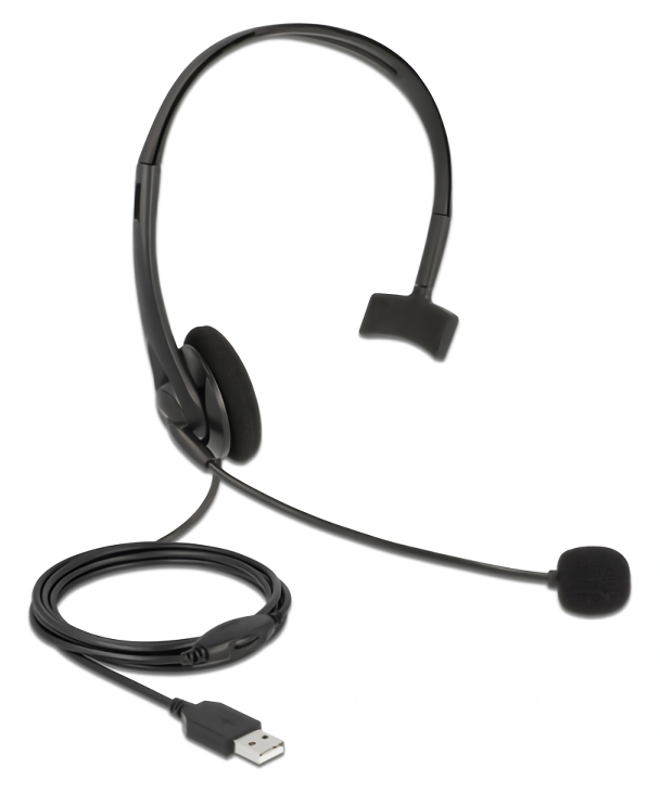 DELOCK headphones με μικρόφωνο 27177, mono, USB, volume control, μαύρα 1 DELOCK headphones με μικρόφωνο 27177