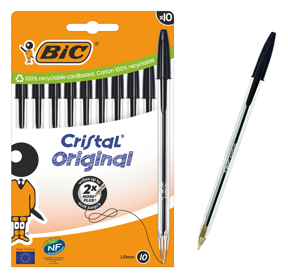 BIC στυλό διαρκείας ballpoint Cristal Original, 1.0mm μύτη, μαύρο, 10τμχ 1 BIC στυλό διαρκείας ballpoint Cristal Original