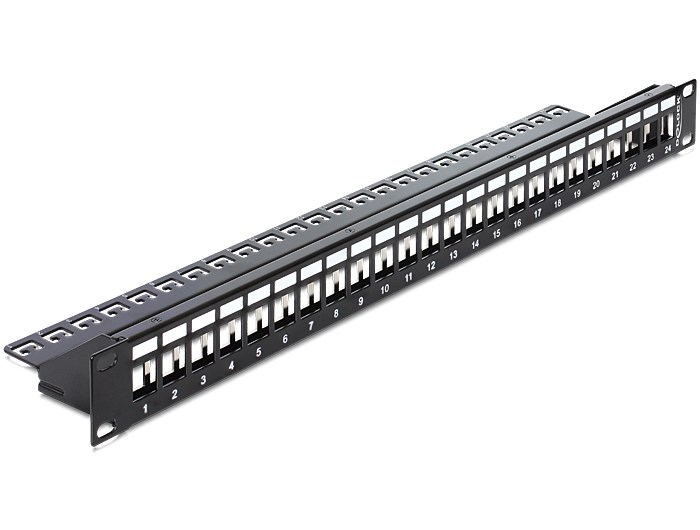 DELOCK keystone patch panel 43277, 19"/1U, 24 ports, μαύρο 1 DELOCK keystone patch panel 43277