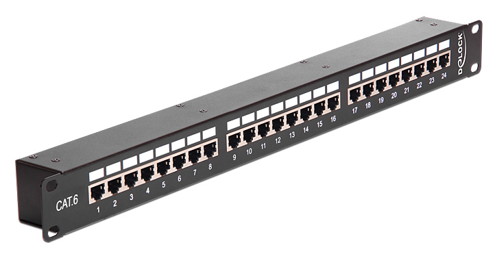 DELOCK patch panel 43295, 19"/1U, CAT 6, 24x coupler RJ45 ports, μαύρο 1 DELOCK patch panel 43295