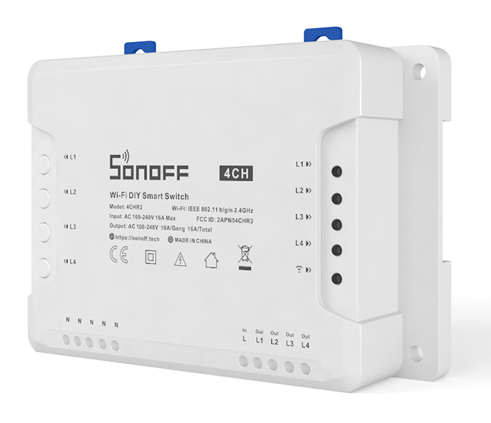 SONOFF Smart Διακόπτης WiFi 4CH R3, 4 θέσεων, 16A, λευκός 1 SONOFF Smart Διακόπτης WiFi 4CH R3