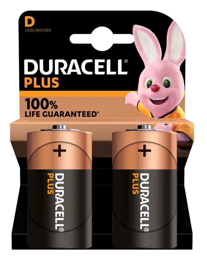 DURACELL αλκαλικές μπαταρίες Plus, D/LR20, 1.5V, 2τμχ 1 DURACELL αλκαλικές μπαταρίες Plus
