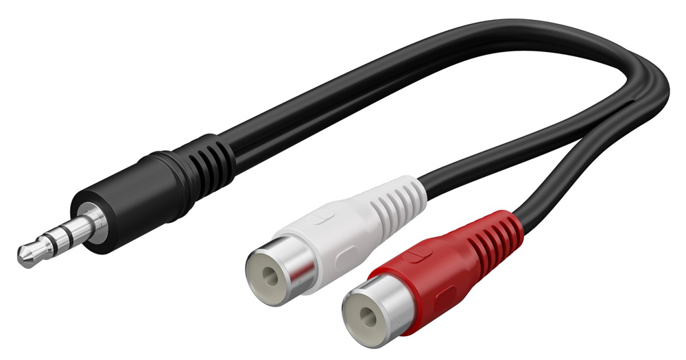 GOOBAY καλώδιο 3.5mm male σε 2x RCA female 50600, 0.2m, μαύρο 1 GOOBAY καλώδιο 3.5mm male σε 2x RCA female 50600
