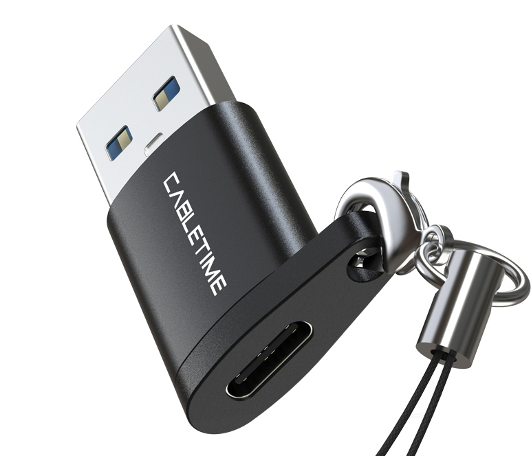 CABLETIME αντάπτορας USB-C σε USB CT-AMCF, 2.1A, 5Gbps, μαύρος 1 CABLETIME αντάπτορας USB-C σε USB CT-AMCF