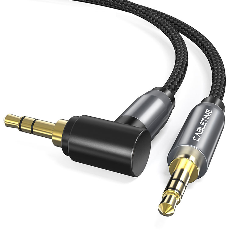 CABLETIME καλώδιο ήχου 3.5mm CT-P11RGN, γωνιακό, AUX, 1m, μαύρο 1 CABLETIME καλώδιο ήχου 3.5mm CT-P11RGN