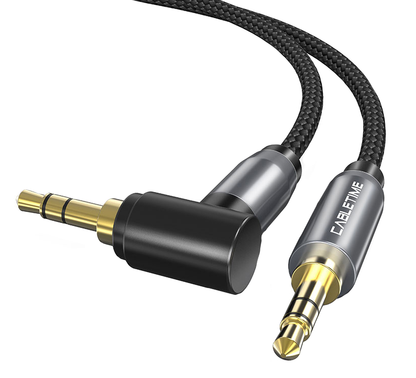 CABLETIME καλώδιο ήχου 3.5mm CT-P11RGN, γωνιακό, AUX, 1.8m, μαύρο 1 CABLETIME καλώδιο ήχου 3.5mm CT-P11RGN
