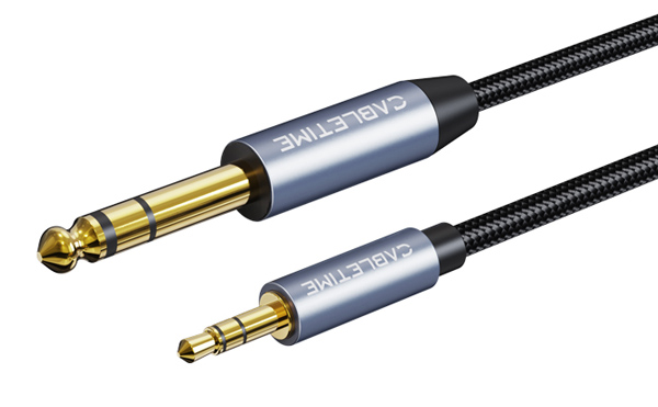 CABLETIME καλώδιο ήχου 3.5mm σε 6.35mm CT-AV321-H11G, 2m, μαύρο 1 CABLETIME καλώδιο ήχου 3.5mm σε 6.35mm CT-AV321-H11G