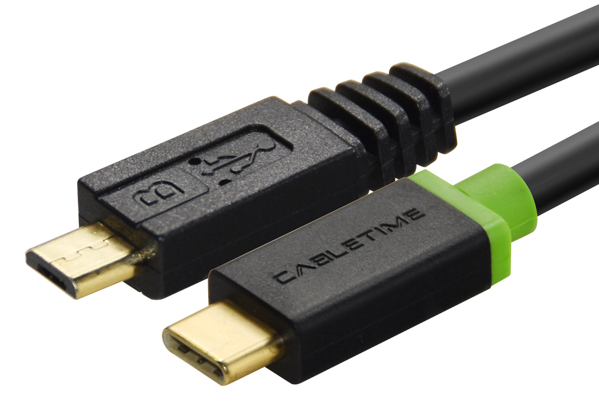 CABLETIME καλώδιο USB-C σε micro USB CT-U32-CMMCBG, 2A, 480Mbps, 1m, μαύρο 1 CABLETIME καλώδιο USB-C σε micro USB CT-U32-CMMCBG
