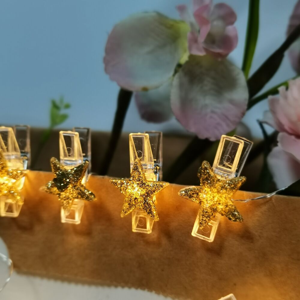 Διακοσμητική Χριστουγεννιάτικη Γιρλάντα LED Modee με Αστεράκια και Κλιπ, Μπαταρίας, 120cm, Θερμό Λευκό 3 Θερμό Λευκό