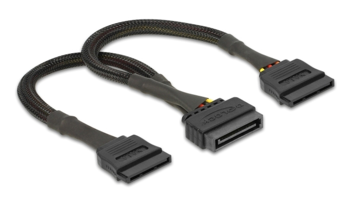 DELOCK καλώδιο SATA 15pin σε 2x SATA 15pin 60135, 0.25m, μαύρο 1 DELOCK καλώδιο SATA 15pin σε 2x SATA 15pin 60135